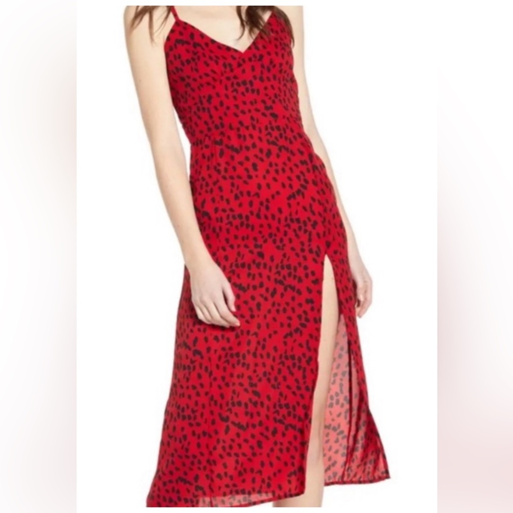 Leith Red and Black Leopard Print Dress